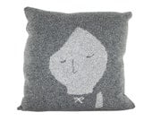 Decorative Pillow -Little Red Riding Hood - soft knitted pillow - grey, 18x18, includes insert