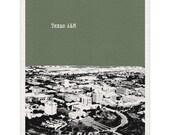 Texas A&M University Art Print - 8x10 World Traveler Series Pop Art Skyline Poster College Station Texas - Available in 40 Colors - UTX038