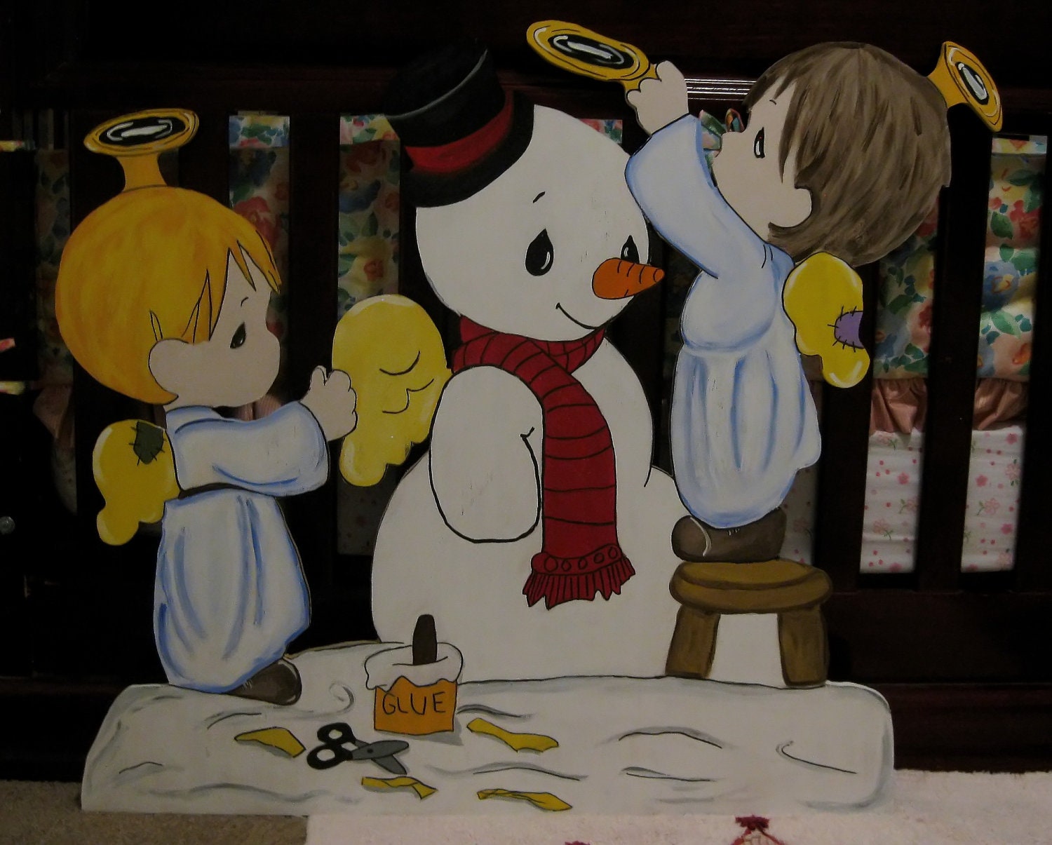 Angels Building A snowman 36 inches Tall