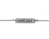 Carpe Diem / words on silver tag bracelet (MBG05)