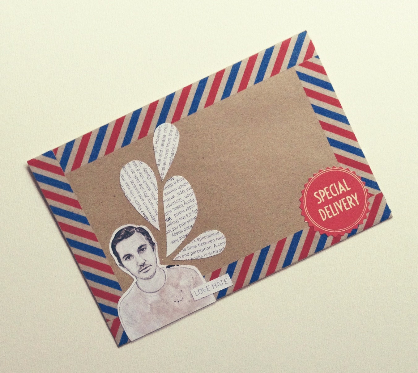 OOAK Mail Art Piece - "love hate" 