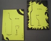 Wine Canvas Paintings: Set of 2 Acrylic Paintings in Yellow Green