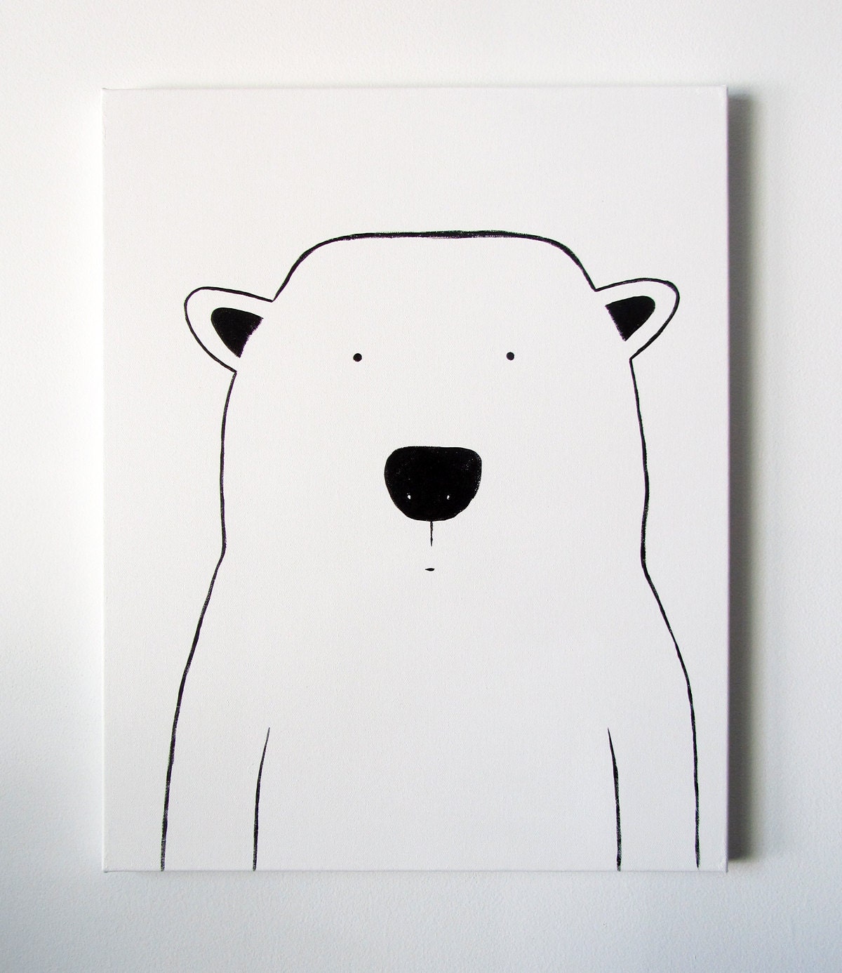 Modern Kids and Nursery Polar Bear Art Custom Original Painting - 16" x 20" on regular 3/4" depth canvas - The Polar Bear