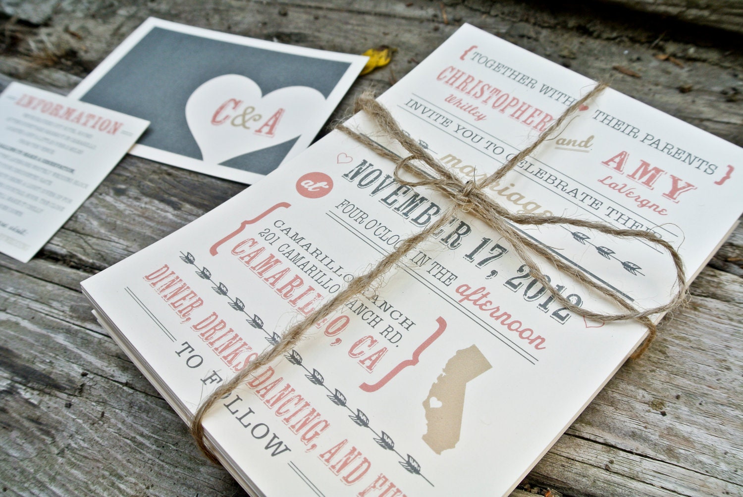 Wedding Invitation: Rustic and Modern California Arrows