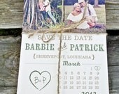 Photo Save the Date: Rustic Heart Calendar