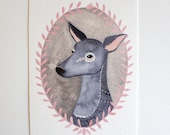 Deer Illustration Art - Watercolor Painting - Large Archival Print 11x14 Little Deer Liv