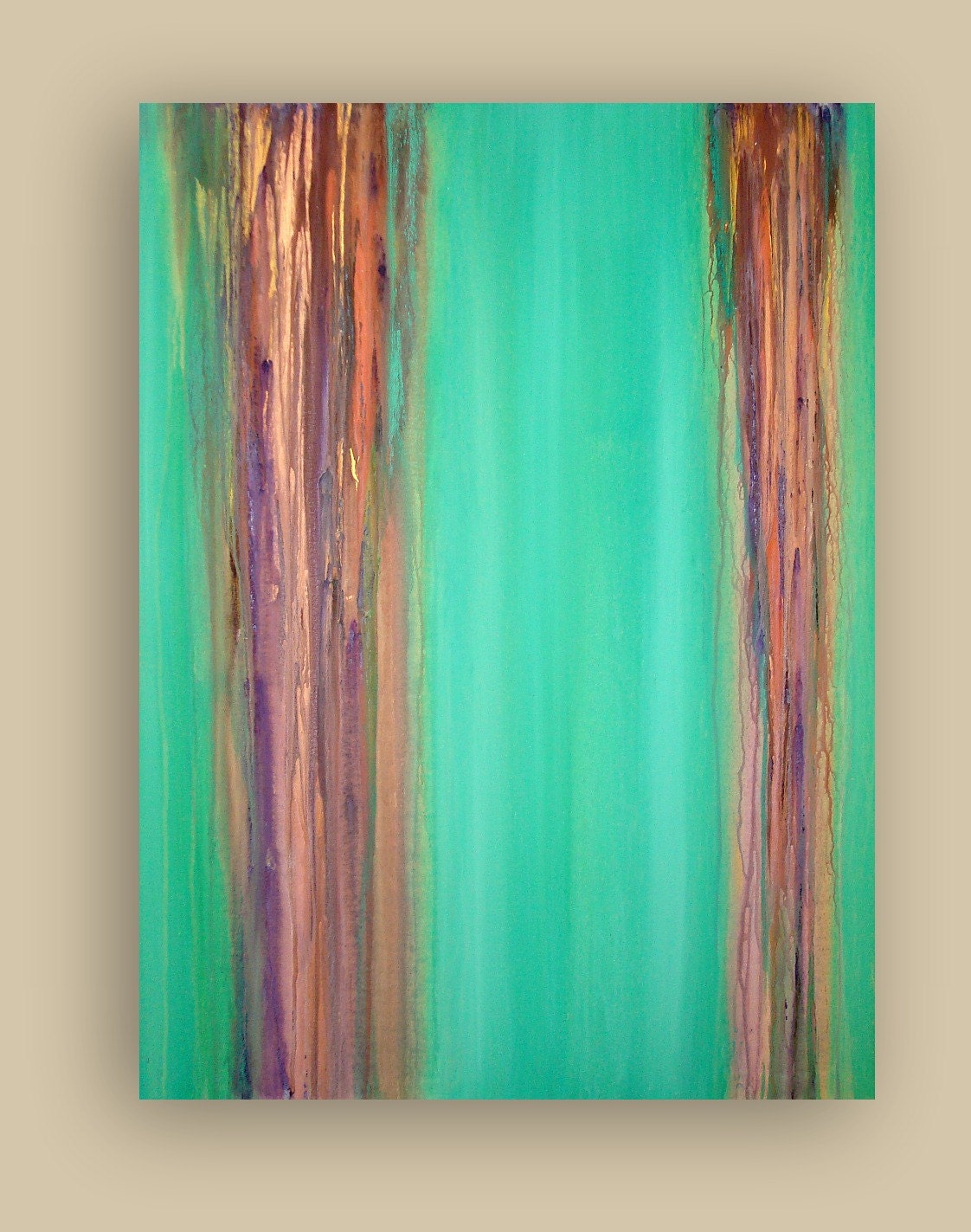 Art Abstract Acrylic Original Painting on Gallery Canvas Titled: QUIET THOUGHTS 30x40x1.5" by Ora Birenbaum