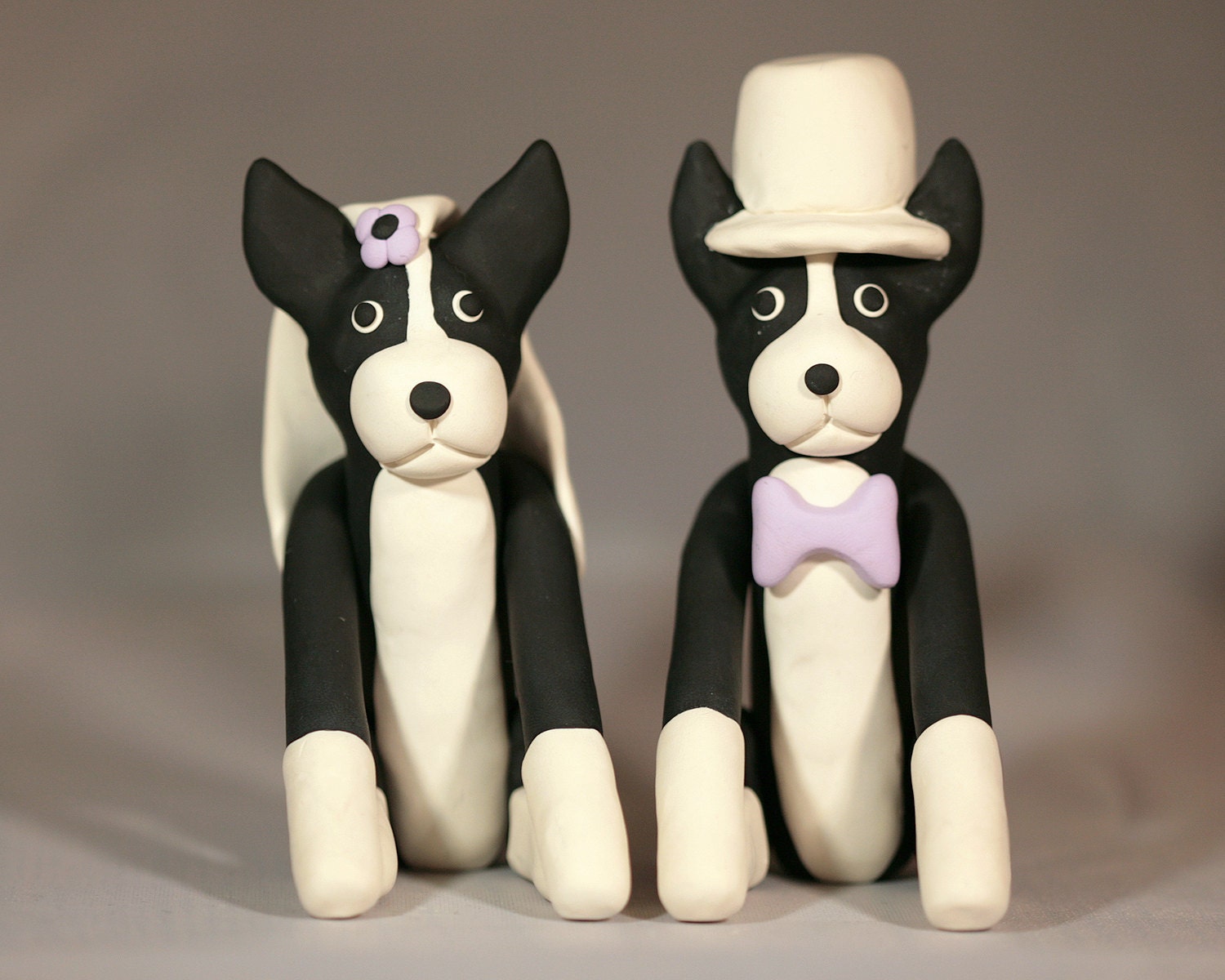Boston Terrier Dog Wedding Cake Topper
