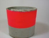 Modern Concrete Planter with Neon Pink- Medium