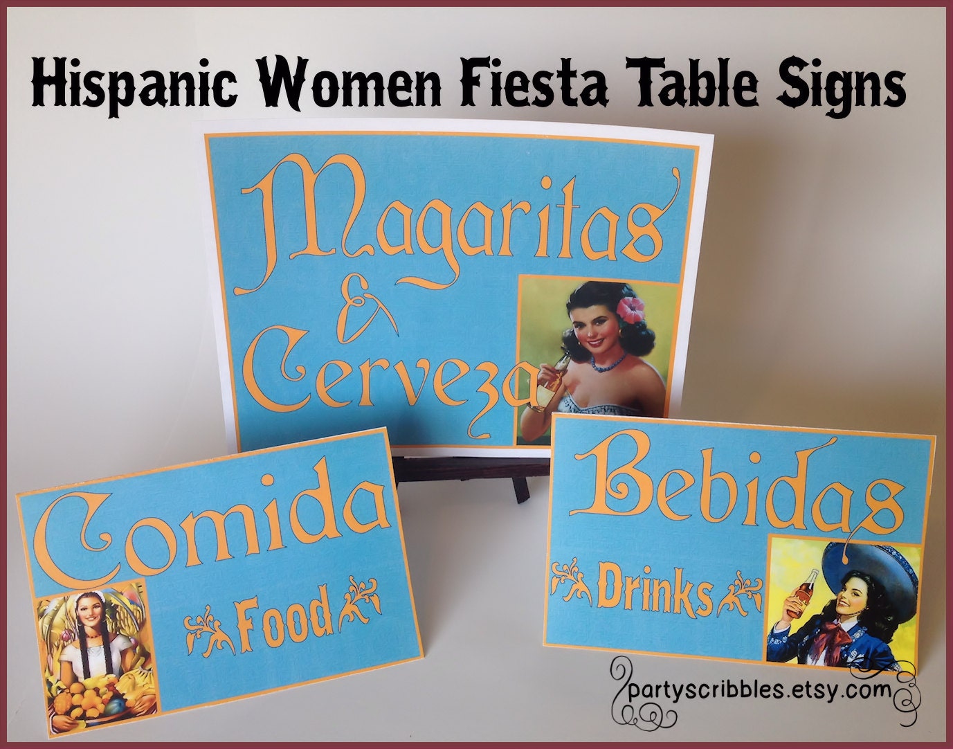 Hispanic Women Fiesta Table Food, Drink and Bar Signs Il_170x135