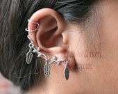 Silver Tree Branch Leaf Ear Cuff Earring