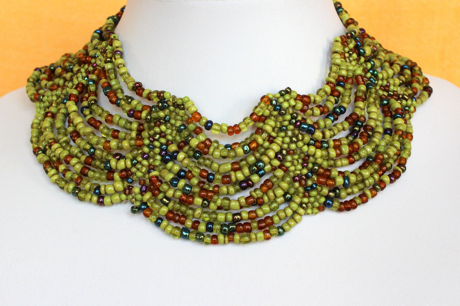 Ethnic Beaded Multi Color Necklace Choker Collar. Chunky Jewelry. Masai Beads. Cleopatra Style. Handmade. DB04 MapenziGems