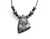 Jade Green Statement Necklace, Adjustable Tribal Jewelry, Mint Winter And Spring Fashion by Jagna B