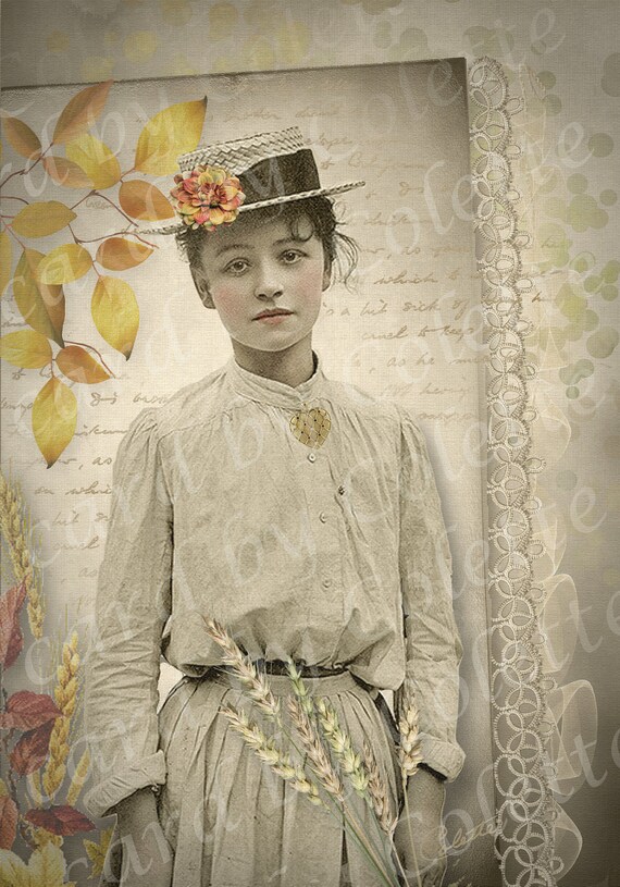 Fall Beauty Digital Collage Greeting Card