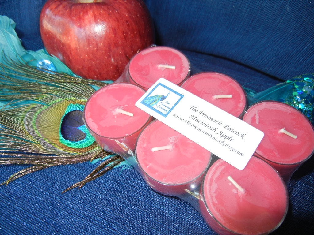 Macintosh Apple Scented Soy Tea Light Candles, 6 pack