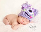 Baby Girl or Boy Hat PURPLE MONSTER Newborn Baby Boy / Girl Crochet Hat  More Colors Available 0-3 & 3-6 Months Too