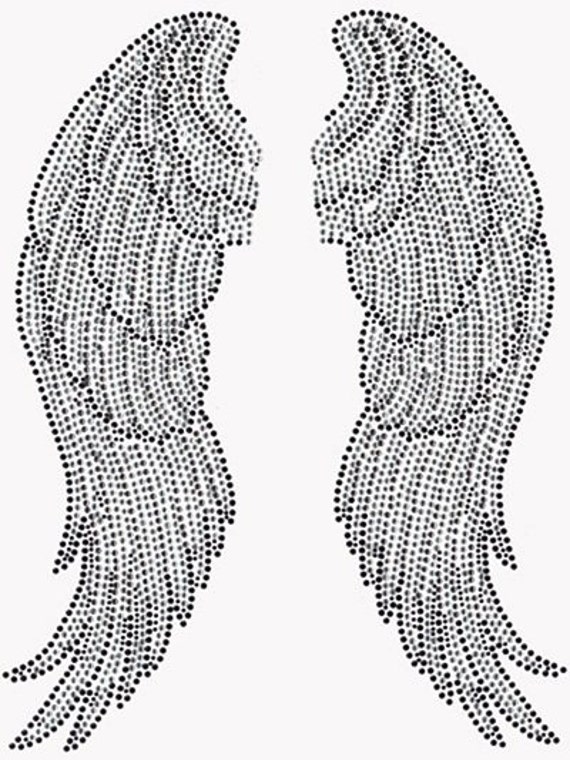 Angel Wings Rhinestone Hot Fix Iron On Transfer By Blingitonme 9325