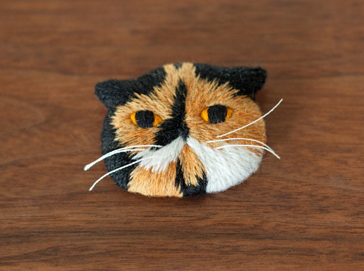 Meme the Cat Embroidery Art Brooch
