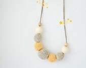 Golden Stars - Petite Flax and Viscose Nursing / Babywearing Necklace for mom to wear, crochet teether