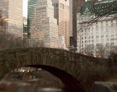 Central Park photo, Bridge, Plaza Hotel, New York Photography, dusk, magic hour - 5x5 fine art photograph