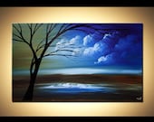 Landscape Tree Painting Original Abstract Contemporary Modern Fine Art by Osnat  40"x24"