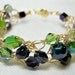 Purple and Green Beaded Bracelet, handmade beadwork jewelry, wire crochet bead bracelet, size small bracelet