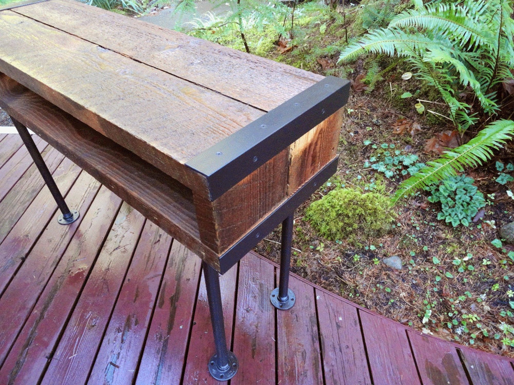 6 ft Industrial Salvaged Barnwood Desk with pipe legs