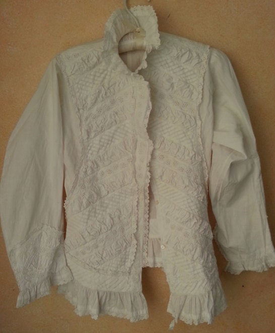 1900s Victorian Edwardian Cotton Eyelet Blouse