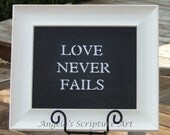 Framed Scripture Art, Bible Verse  Corinthians "Love Never Fails"
