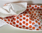 Baby Blanket, Ombre Dot Baby Blanket, Orange Polka Dot with White Minky Blanket