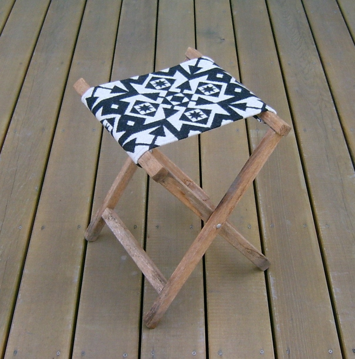 RESERVED Vintage Camp Stool, Pendleton Wool Seat