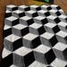 Isometric Blanket / Afghan - Geometric Black White & Grey Crochet