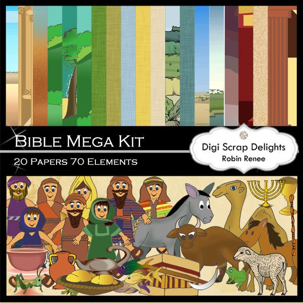 Digital Bible Clip Art Over 70 Images for Bible Crafts, Digital Scrapbooking, VBS, Sunday School, Sabbath School, Instant Download