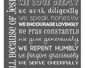 Printable Wall Art for Your Home - All Because of Jesus House Rules 8X10