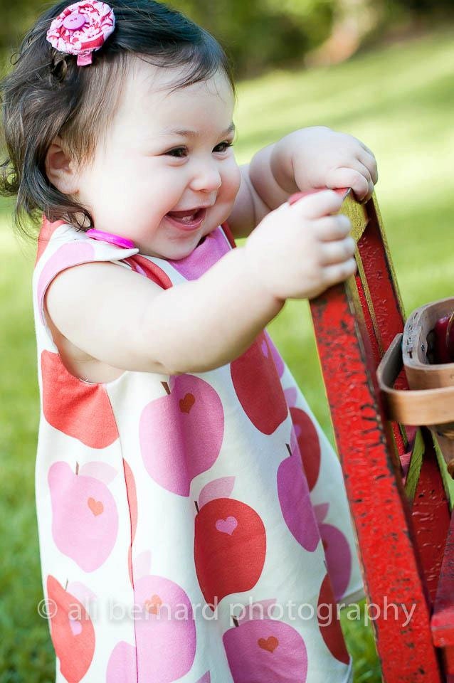 Organic Cotton Knit - Pink Lady Apples Baby Girl Dress - Organic Kids Clothing - Organic Infant Dress - Newborn Natural Dress - 3M to 3T