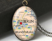 Berlin Map Pendant Necklace, Germany Necklace, Germany Map Jewelry, German Map Necklace, World Traveler Gift, Travel Necklace N423