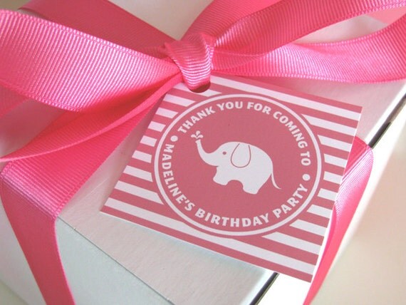 Elephant Birthday - Favor Tag - Printable Party - Pink - Zoo - First Birthday Printable - Boy - Girl - DIY Printable Il_570xn