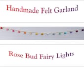 Felt Christmas Rainbow Rose Bud Fairy Lights Garland Banner Decoration Valentine Wedding