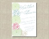Whimsical Flower Printable Invitation - Wedding, Birthday floral design