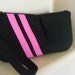 Wristlet clutch black canvas with stripes in color of your choosing