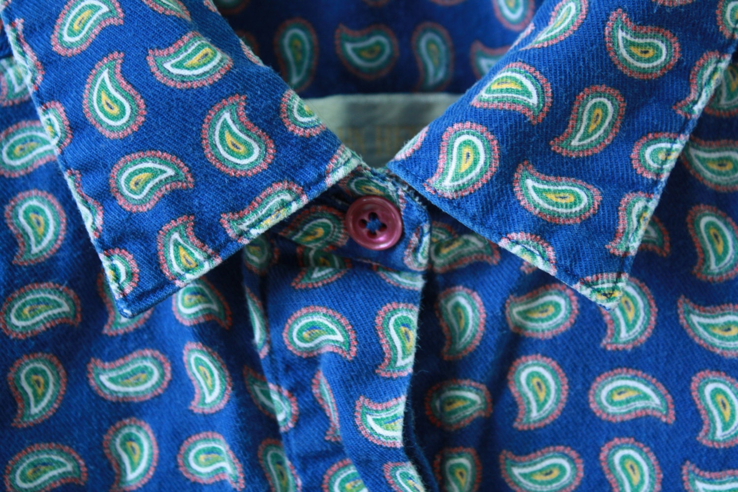 Faded Blue Paisley Womens John Henry Vintage Shirt