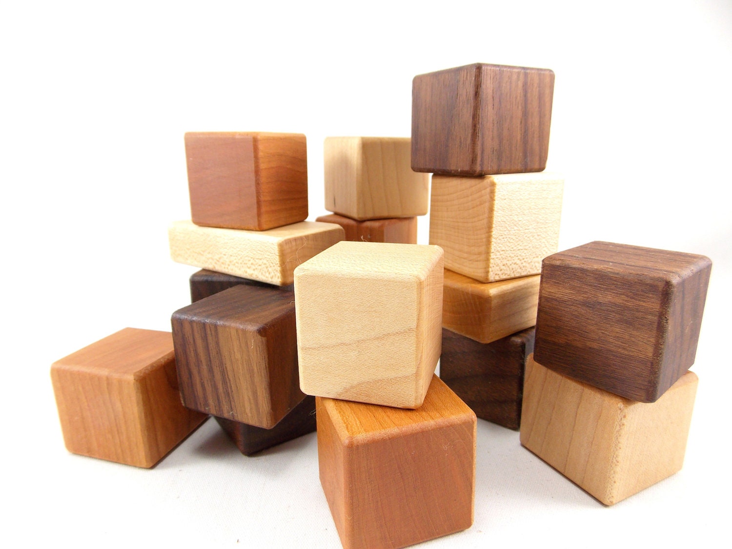 18 Wooden Building Blocks - Organic Bannor Toys Building Blocks - Wood Blocks -Hardwood Blocks