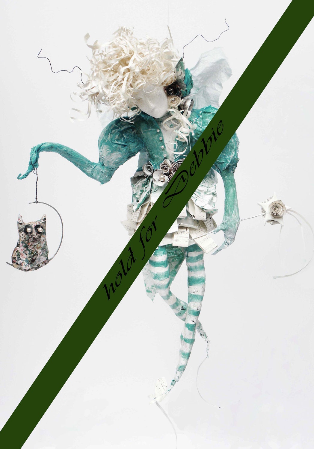 hanging paper mache fairy art doll