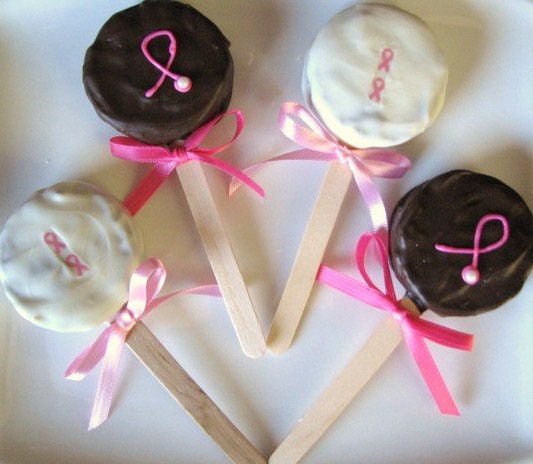 Breast Cancer Awareness - Pink Ribbon and Pearls Brownie Pops