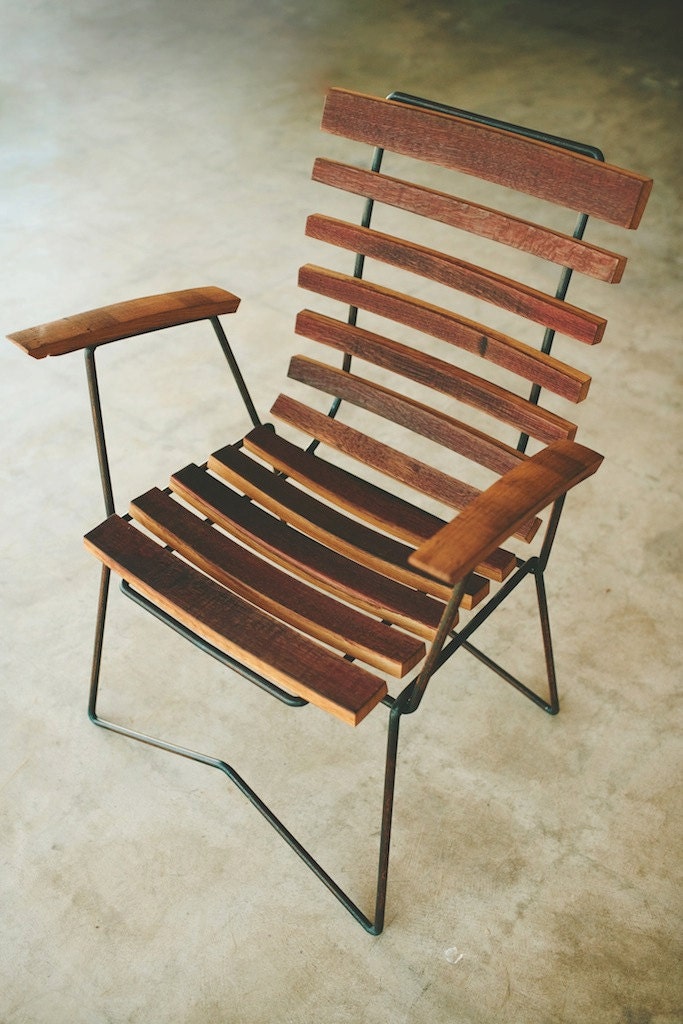 Cask arm chair, handcrafted rocking chair, rustic modern