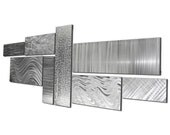 Spring Sale, 30% Off: 5-Star Rating Unique Powerful Modern Wall Decor 'Crystallized Grid' - 80x30 in. - Aluminum 8-Panel Abstract Metal Art
