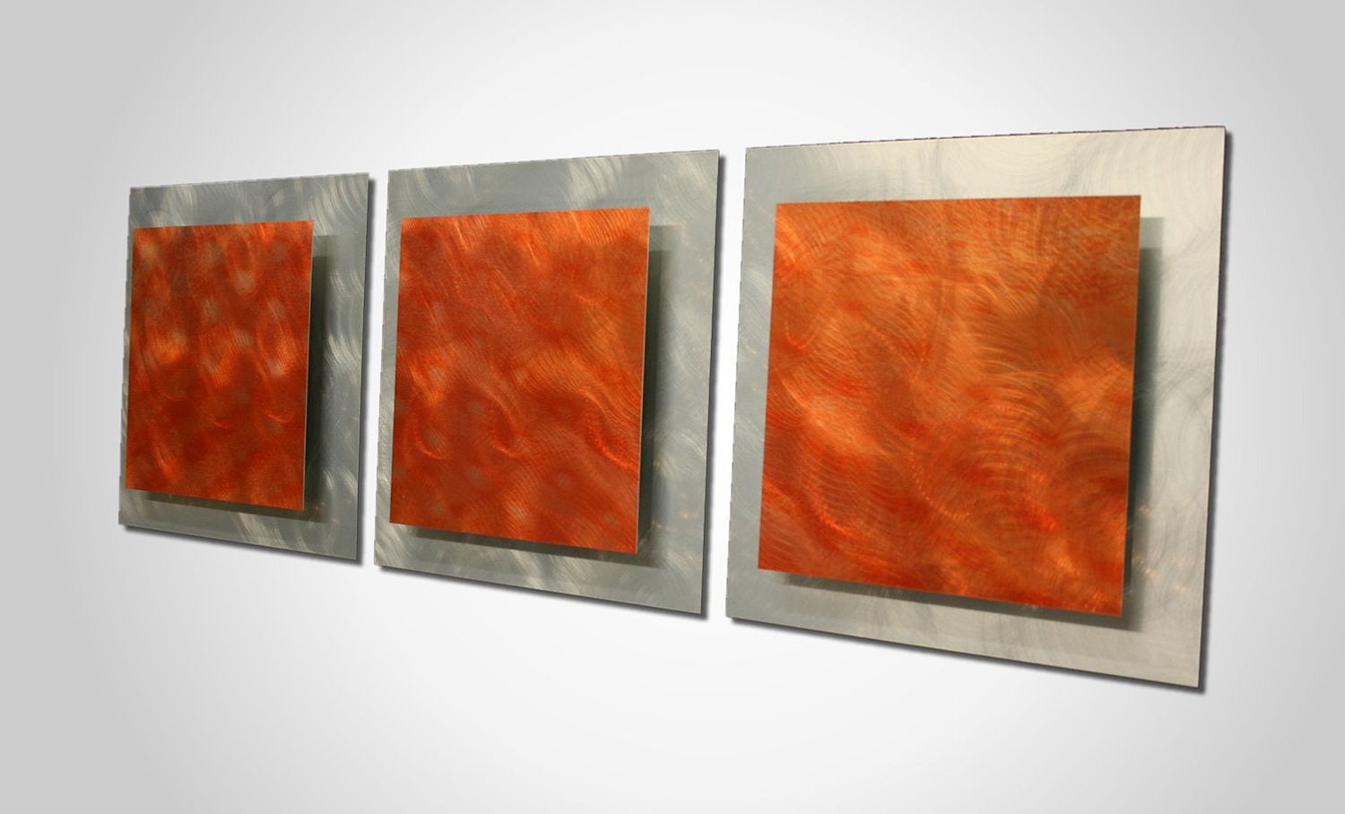 Spring Sale, 21% Off: Unique Modern Metal Wall Artwork 'Orange Essence' - 38x12 in. - Contemporary Décor - Modern Metal Painting