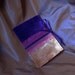 Velvet ombre notebook in gold and purple with purple velvet ribbon