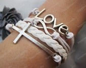 bracelet---karma bracelet,cross bracelet,infinitywish bracelet,love bracelet,black braid bracelet---Z309