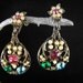 Vintage Earrings Multi Color Rhinestone Fruit Basket Danglers Sale 20.00